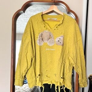 PALM ANGELS
Yellow & Brown Ripped PA Bear Sweatshirt